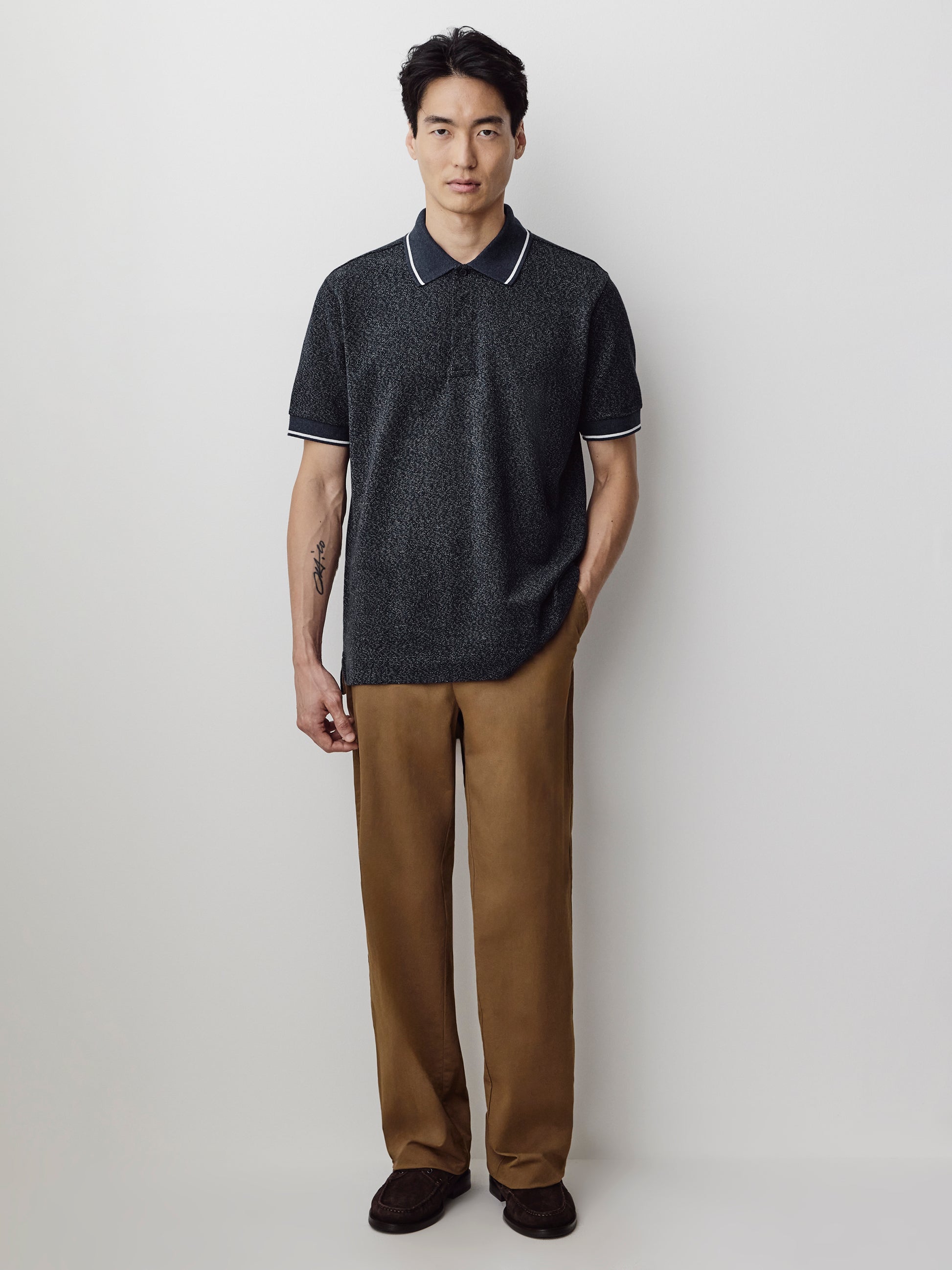 Men's Knit Polo Shirt Tailored Collar