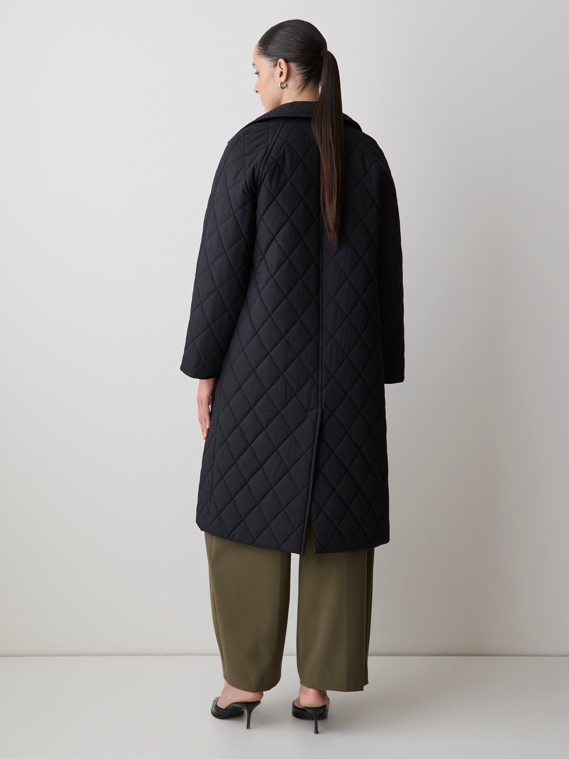 Quilted Trench Coat with Shirt Collar