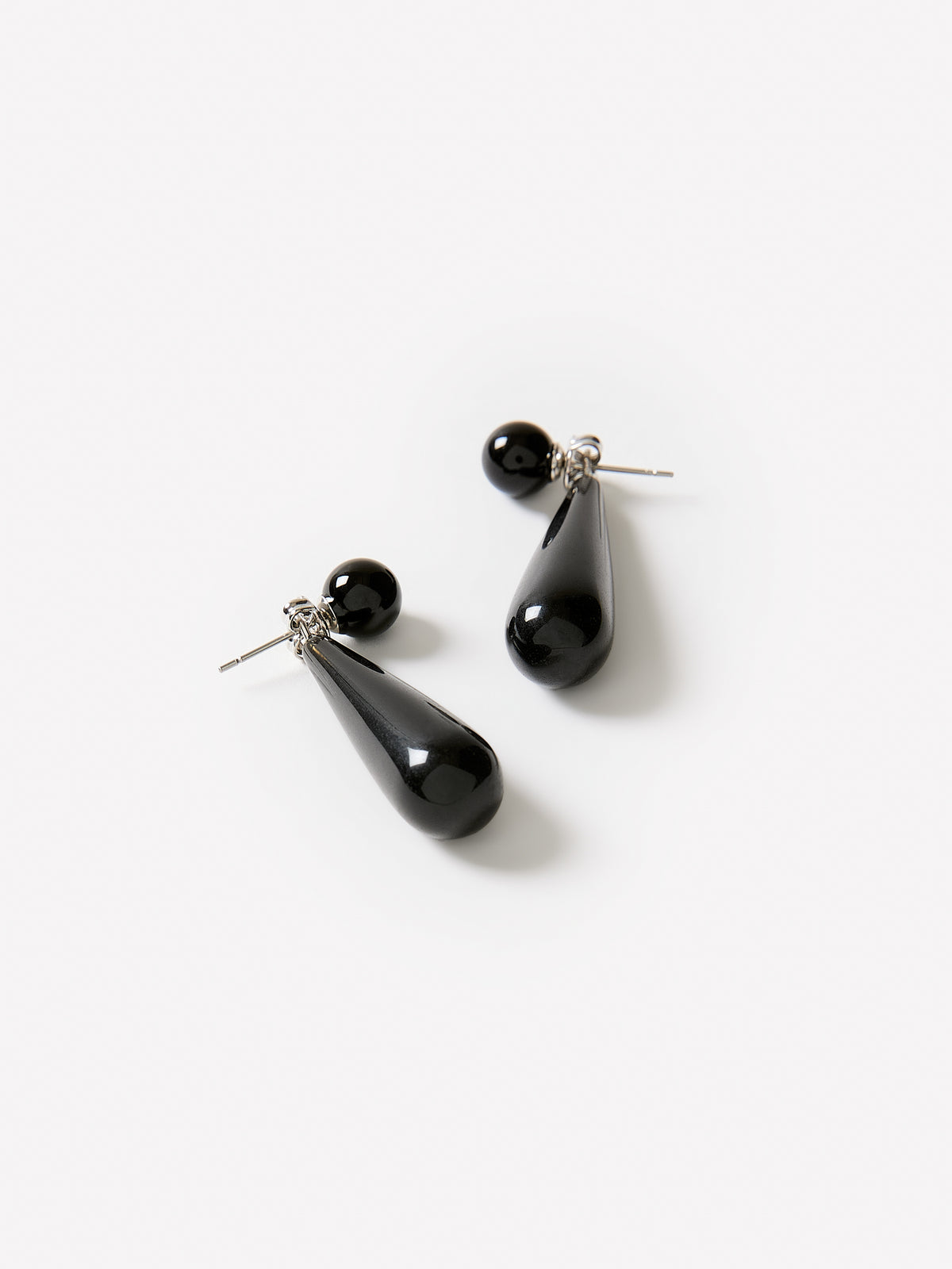 Teardrop Pendant Earrings with Black Onyx Stones