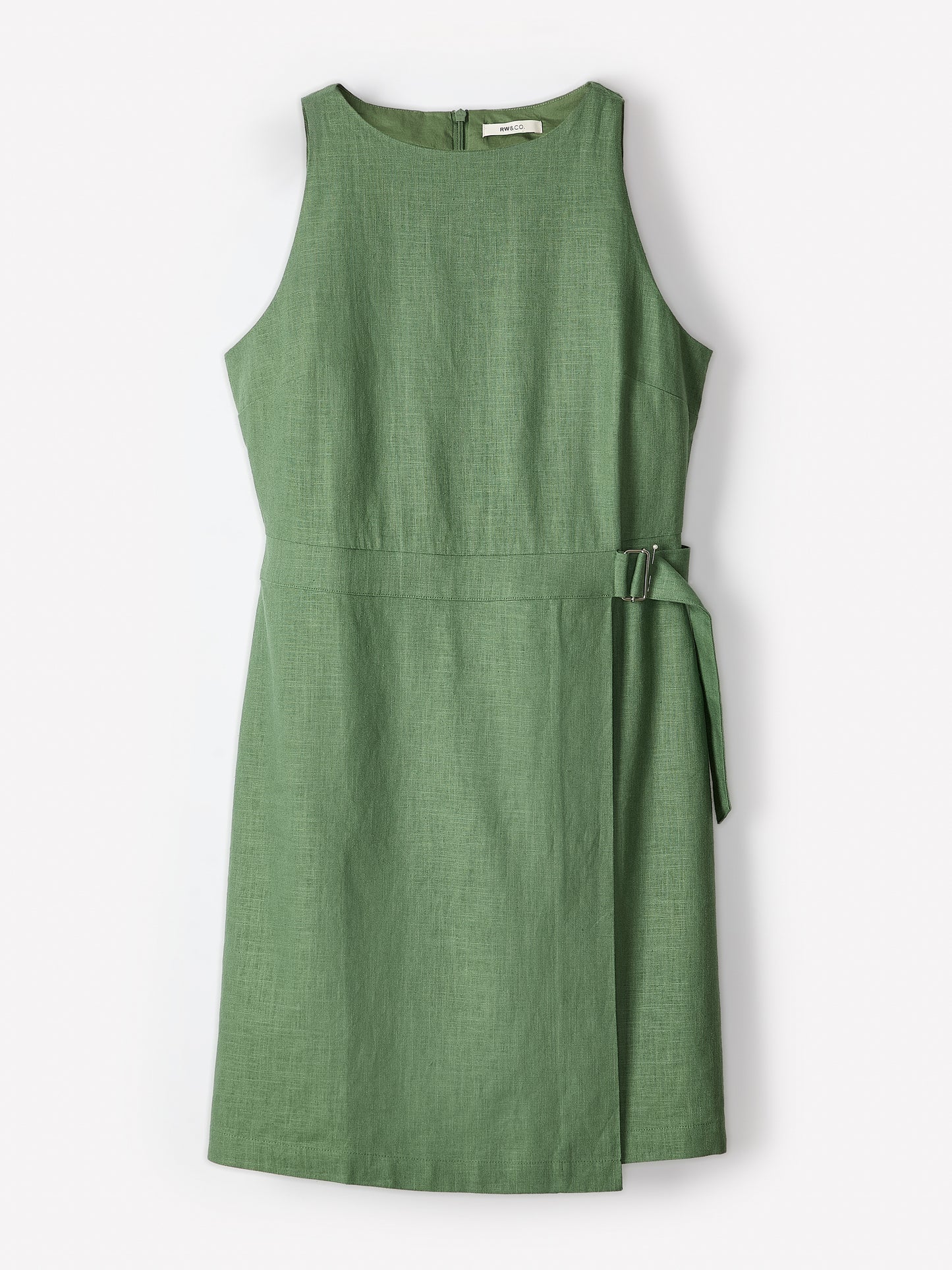 Robe Courte Sans Manches à Col Bateau en Mélange de Lin