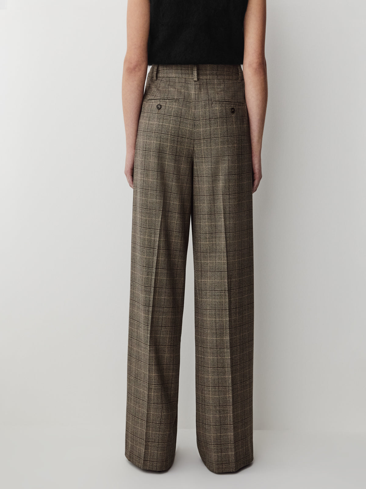 Plaid Wide-Leg High-Rise Pant