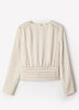 Long-Sleeve Crew-Neck Blouse with Shoulder Pads