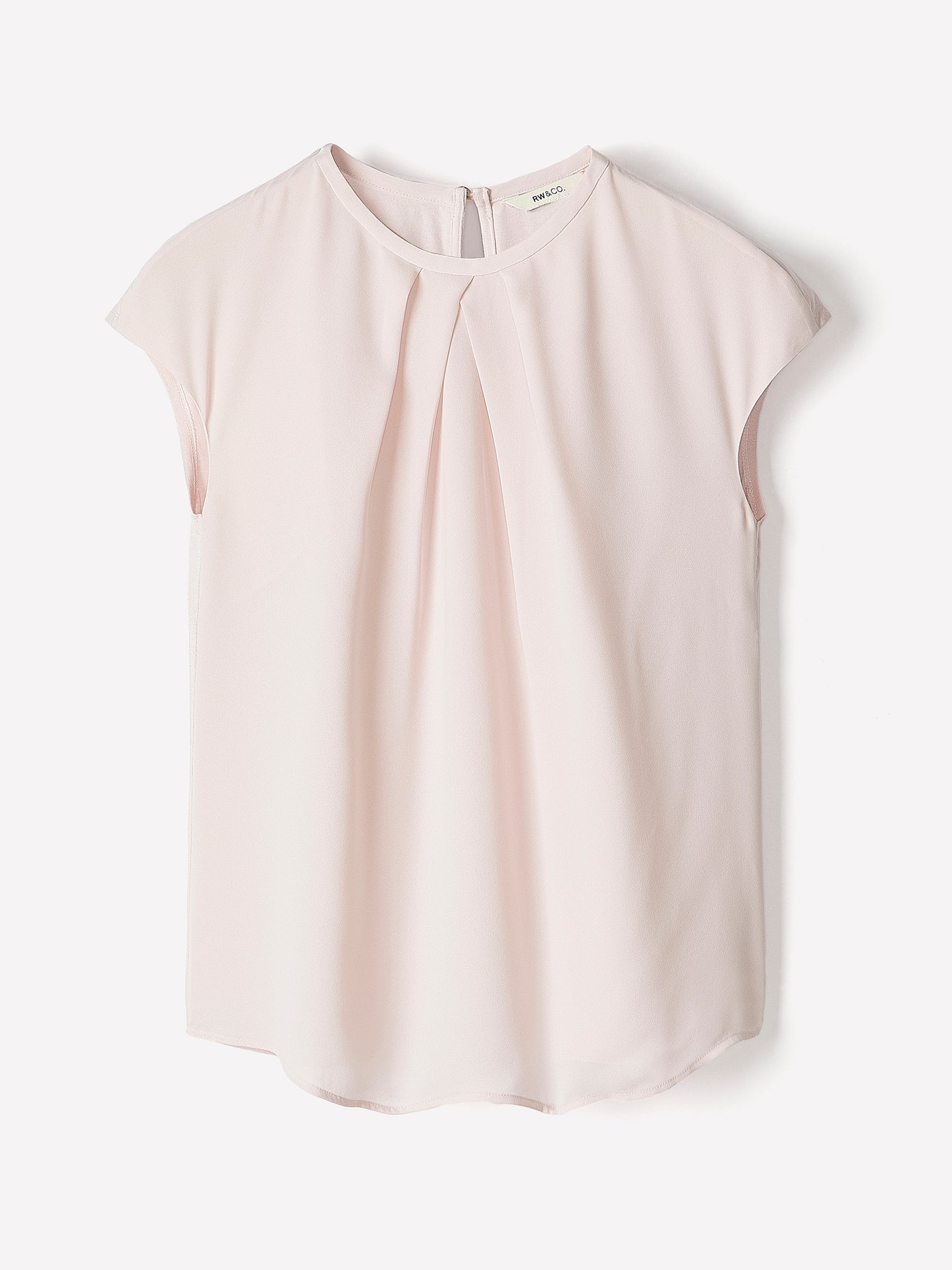 Mix-Media Cap-Sleeve Crew-Neck Blouse
