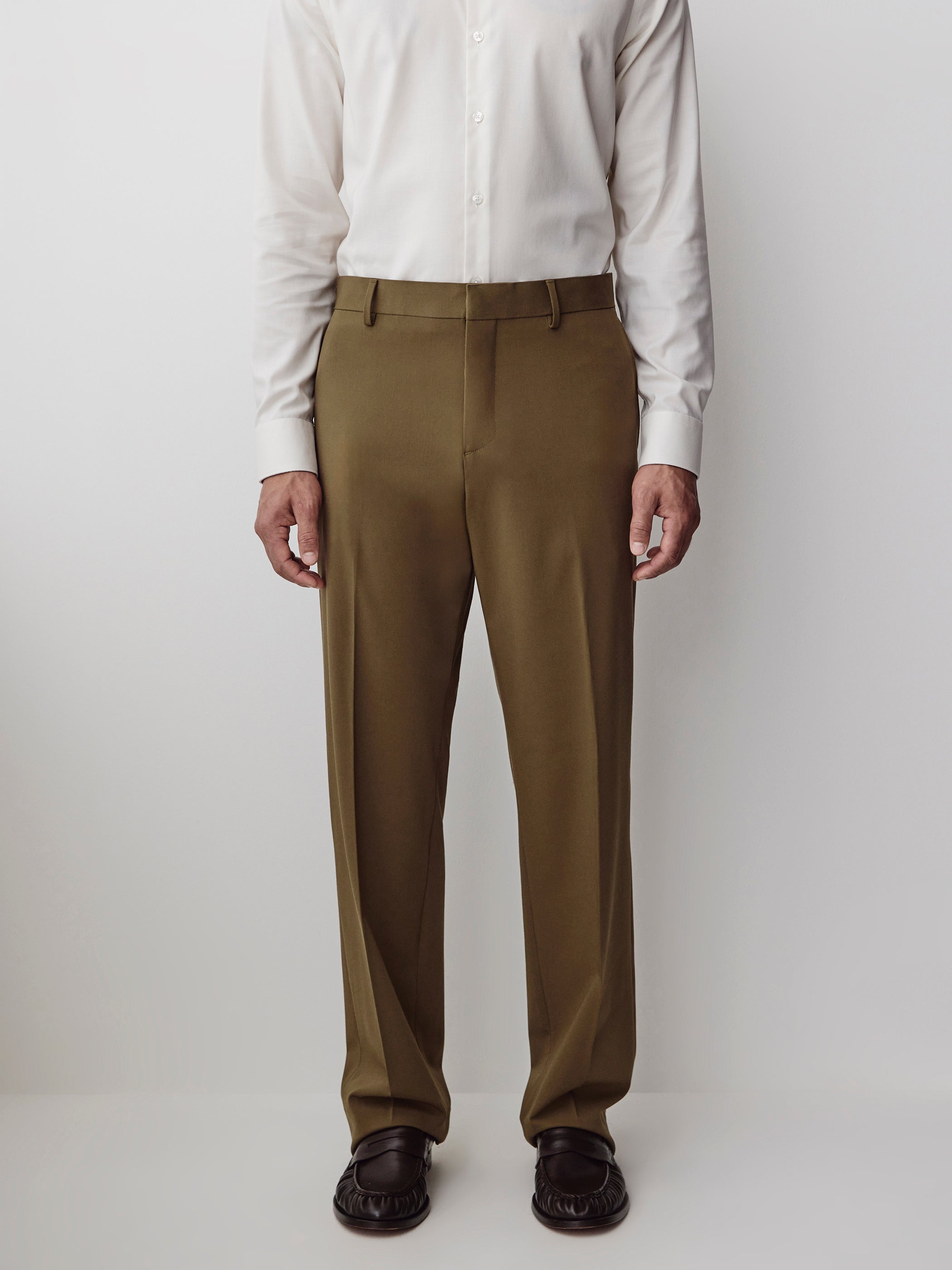 Mens Straight Fit Wool Blend Pant Burnt Moss