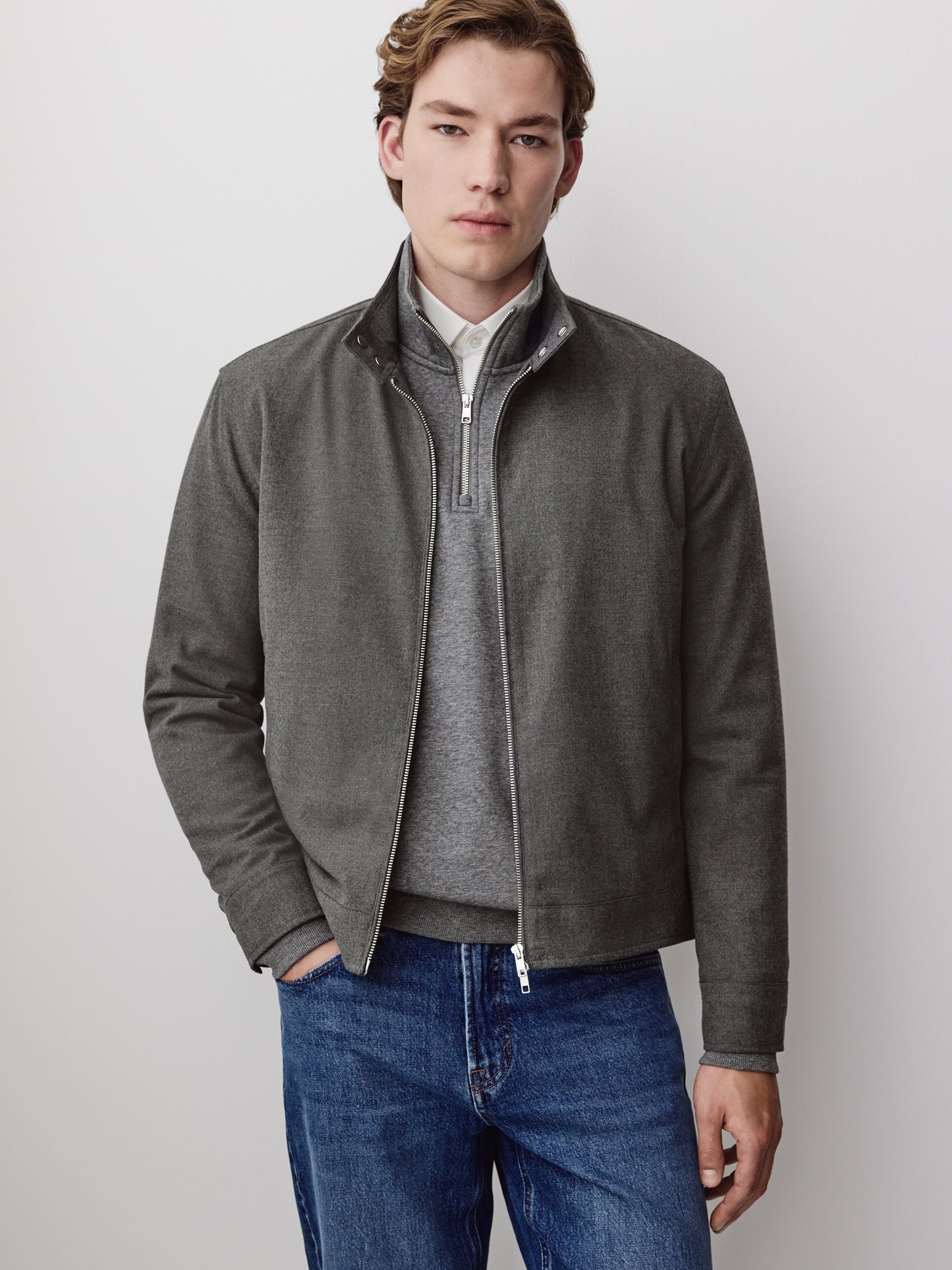 Woven Outerwear Jacket, Brushed Fabric, Men's