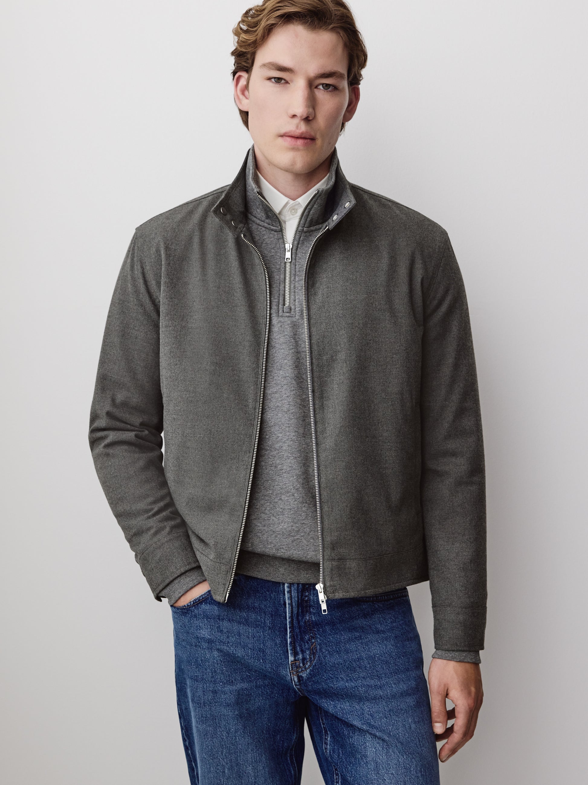 Woven Outerwear Jacket, Brushed Fabric, Men's