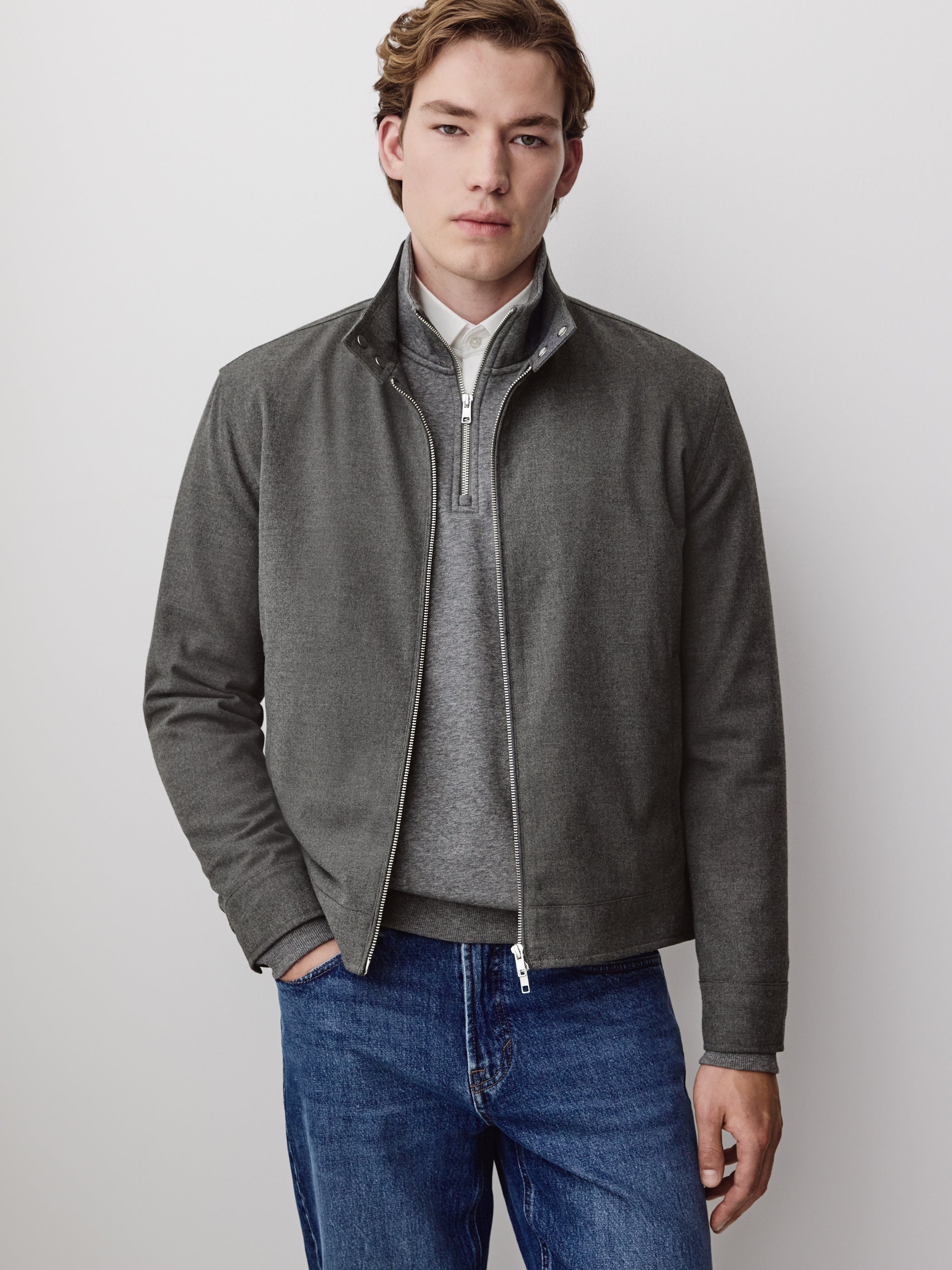 Woven Outerwear Jacket, Brushed Fabric, Men's