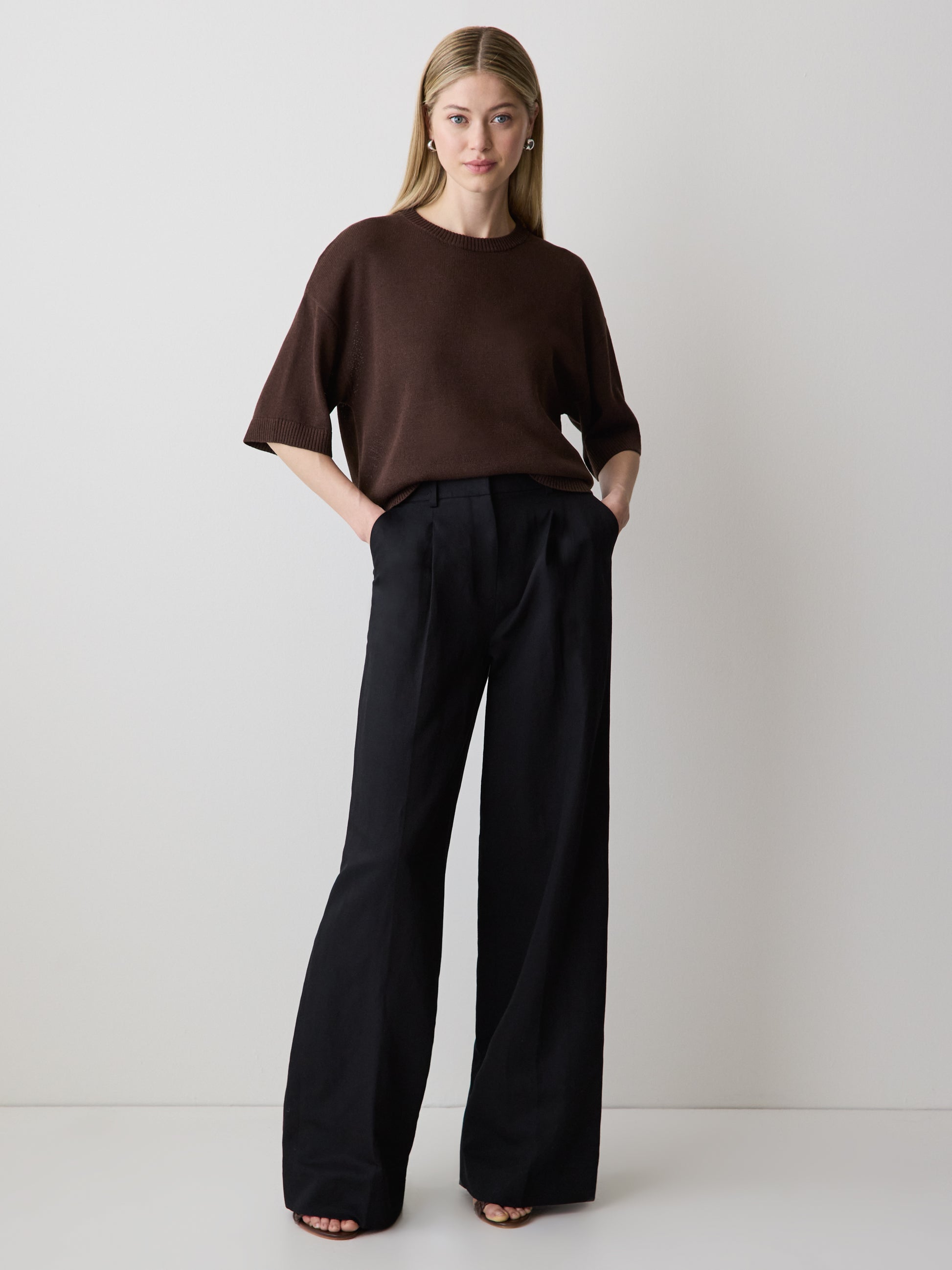 Short-Sleeve Crew-Neck Boxy Sweater