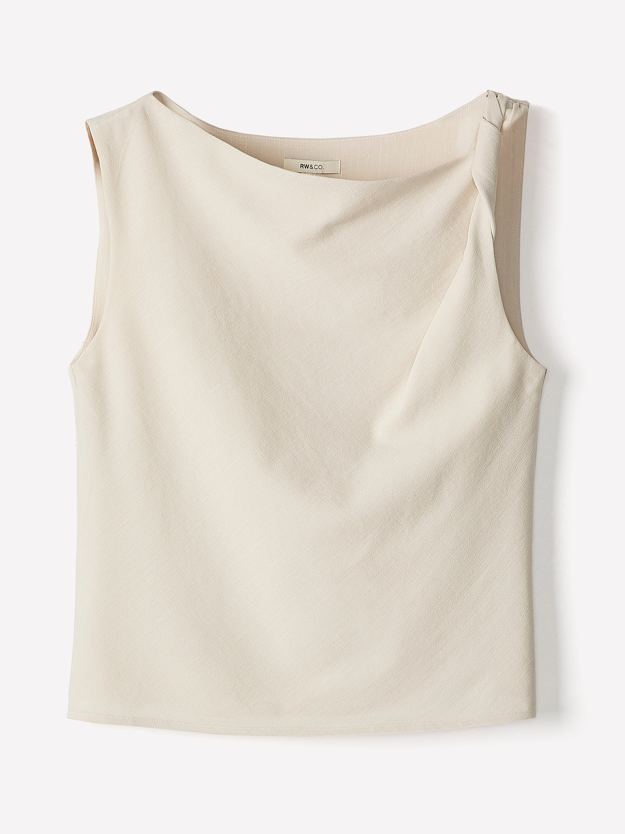 Woven Linen Blend Blouse with Shoulder Twist