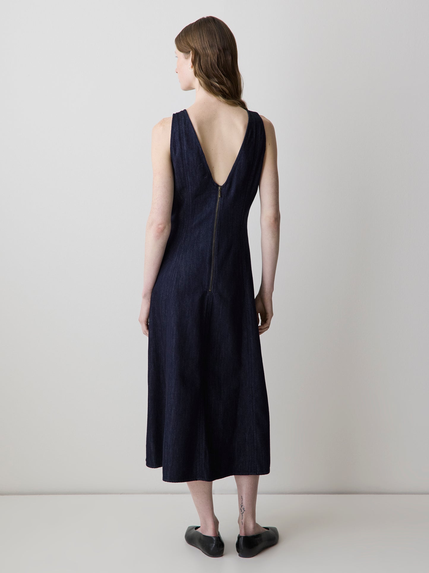 Sleeveless Denim Midi Dress