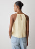 Woven Linen Blend Halter Top with Pleats
