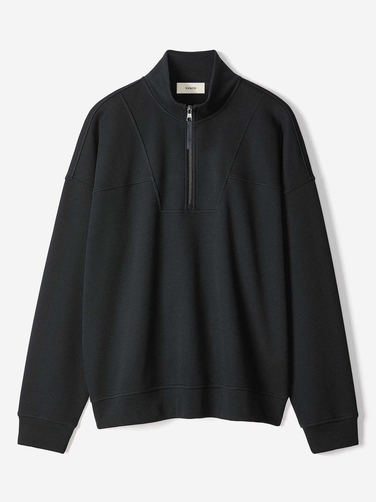 Long-Sleeve Half-Zip Mock-Neck Waffled Sweater