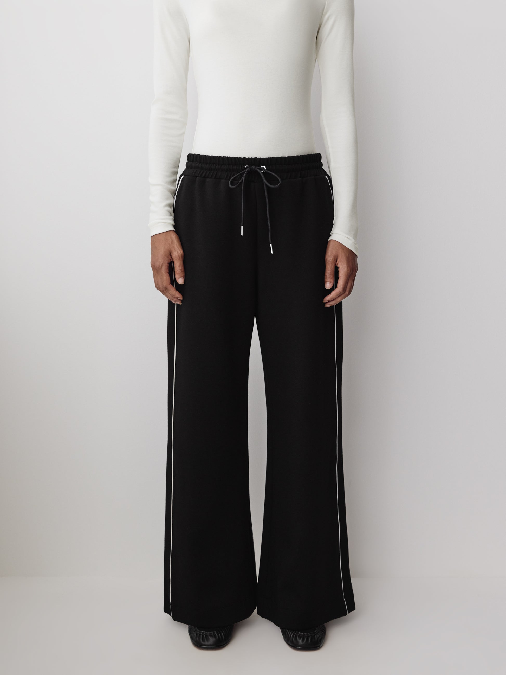 Wide Leg Knit Pant in Neoprene Scuba Fabric