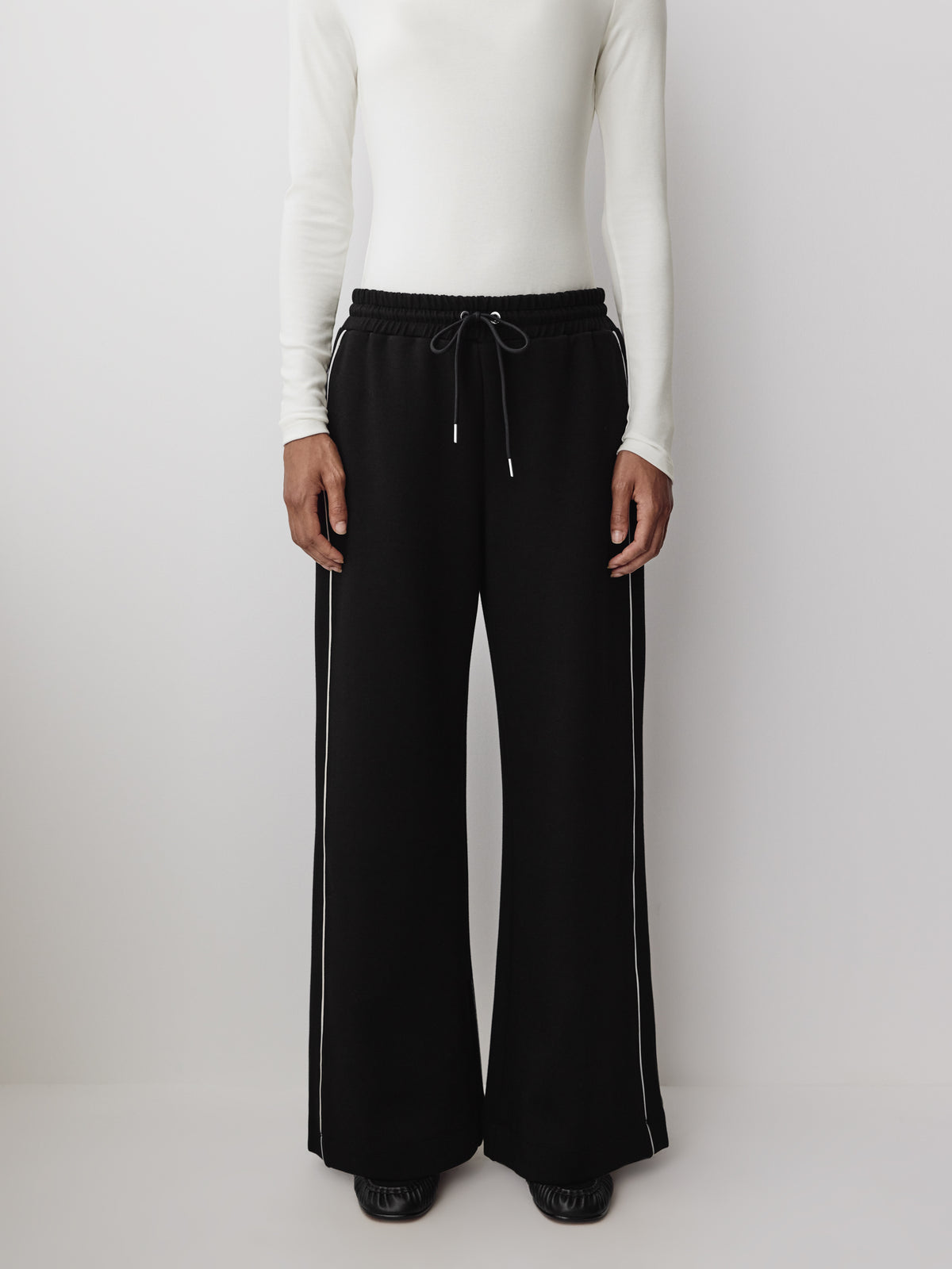 Wide Leg Knit Pant in Neoprene Scuba Fabric