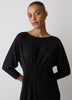 Knit Midi Dress 3/4 Sleeve Cowl Neck
