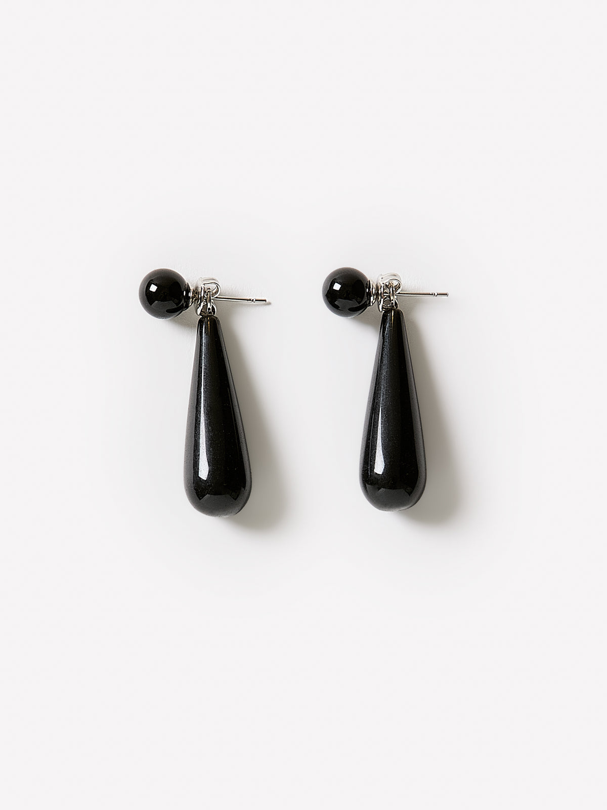 Teardrop Pendant Earrings with Black Onyx Stones
