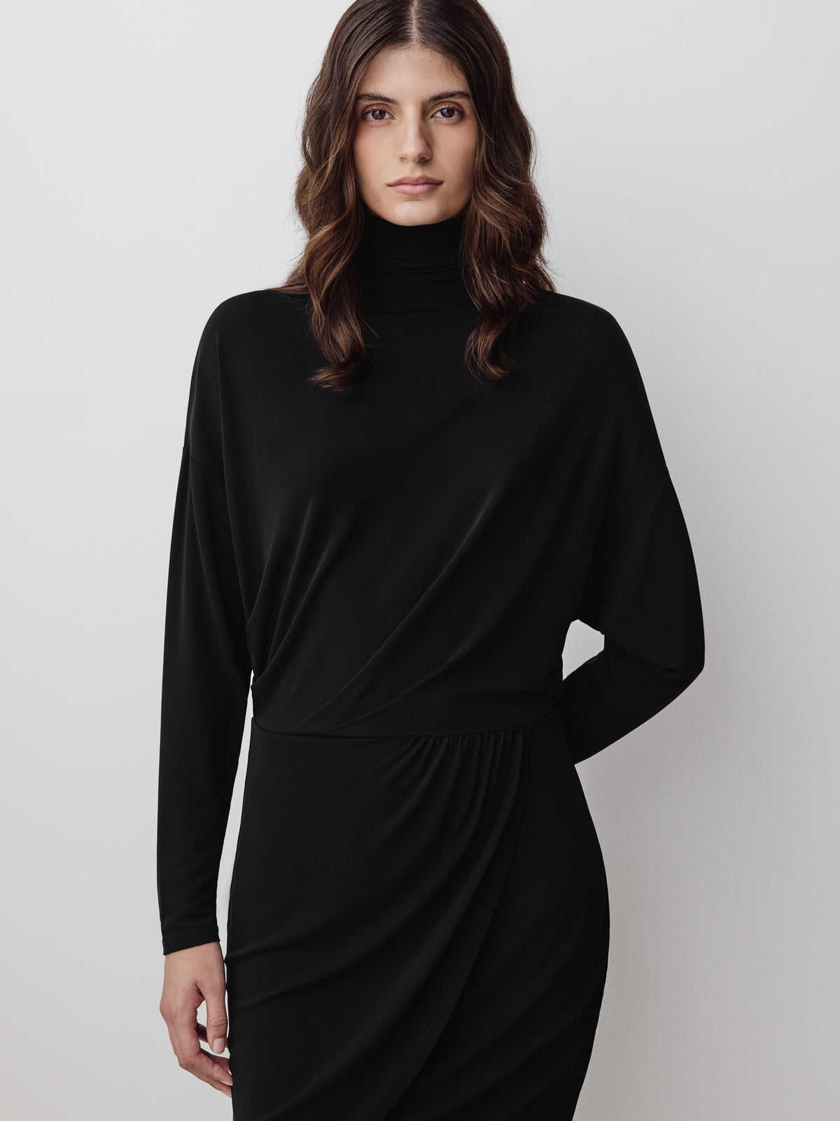 Long Sleeve Mock Neck Knit Dress