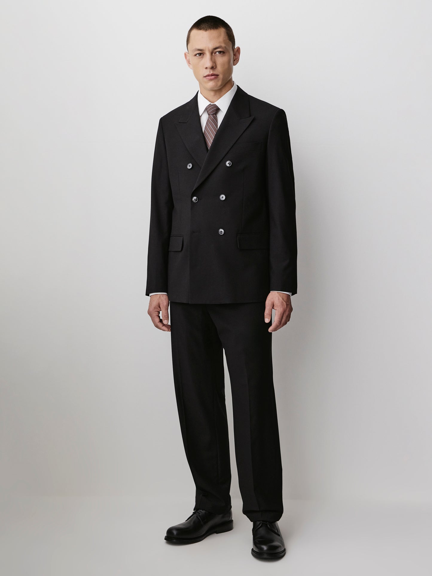 Men's Straight Fit Black Double Breasted Woven Blazer