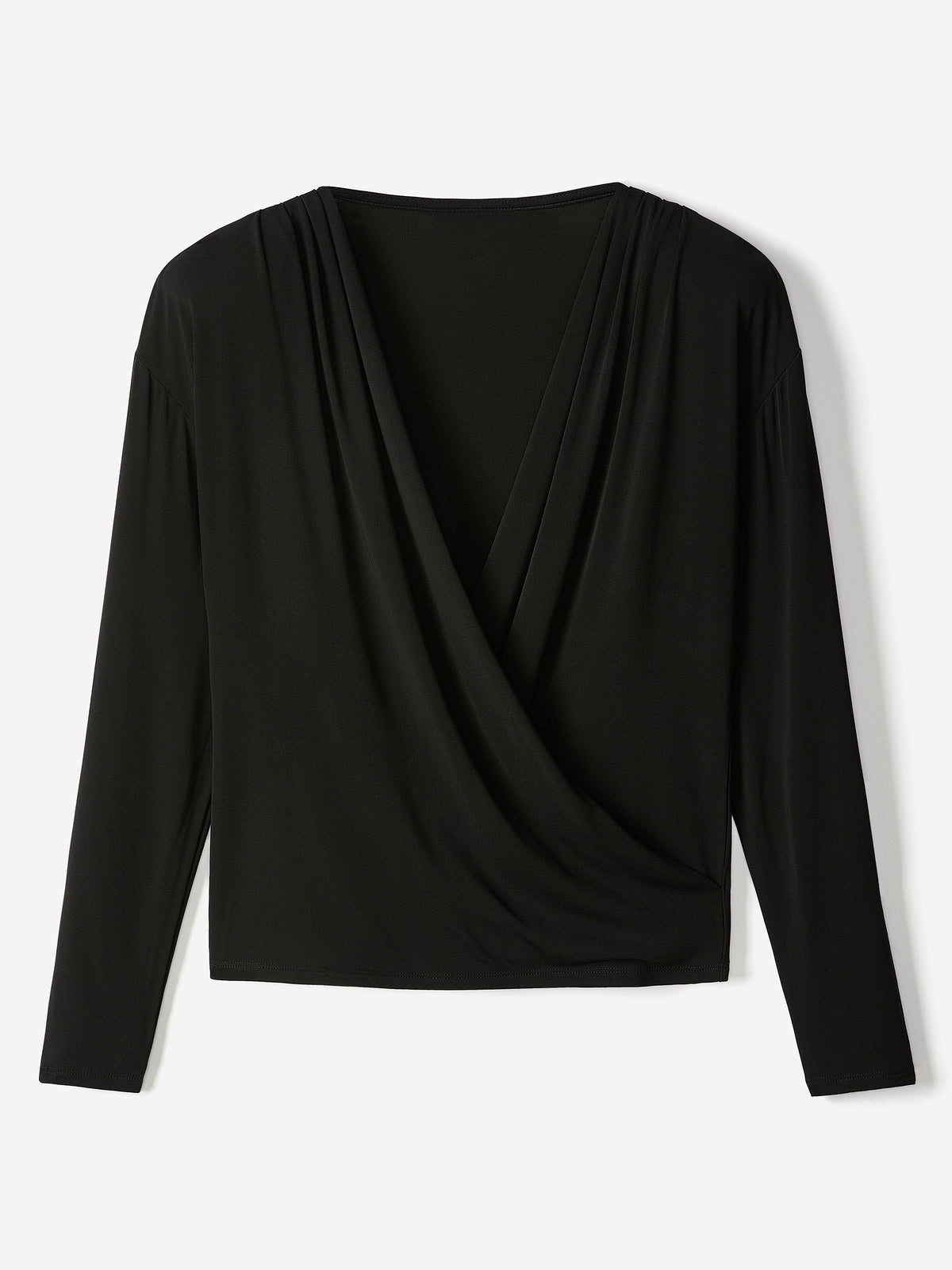 Long-Sleeve Top with Wrap Neckline