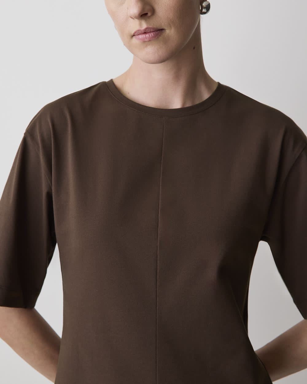 Short-Sleeve Crew-Neck Mini Dress