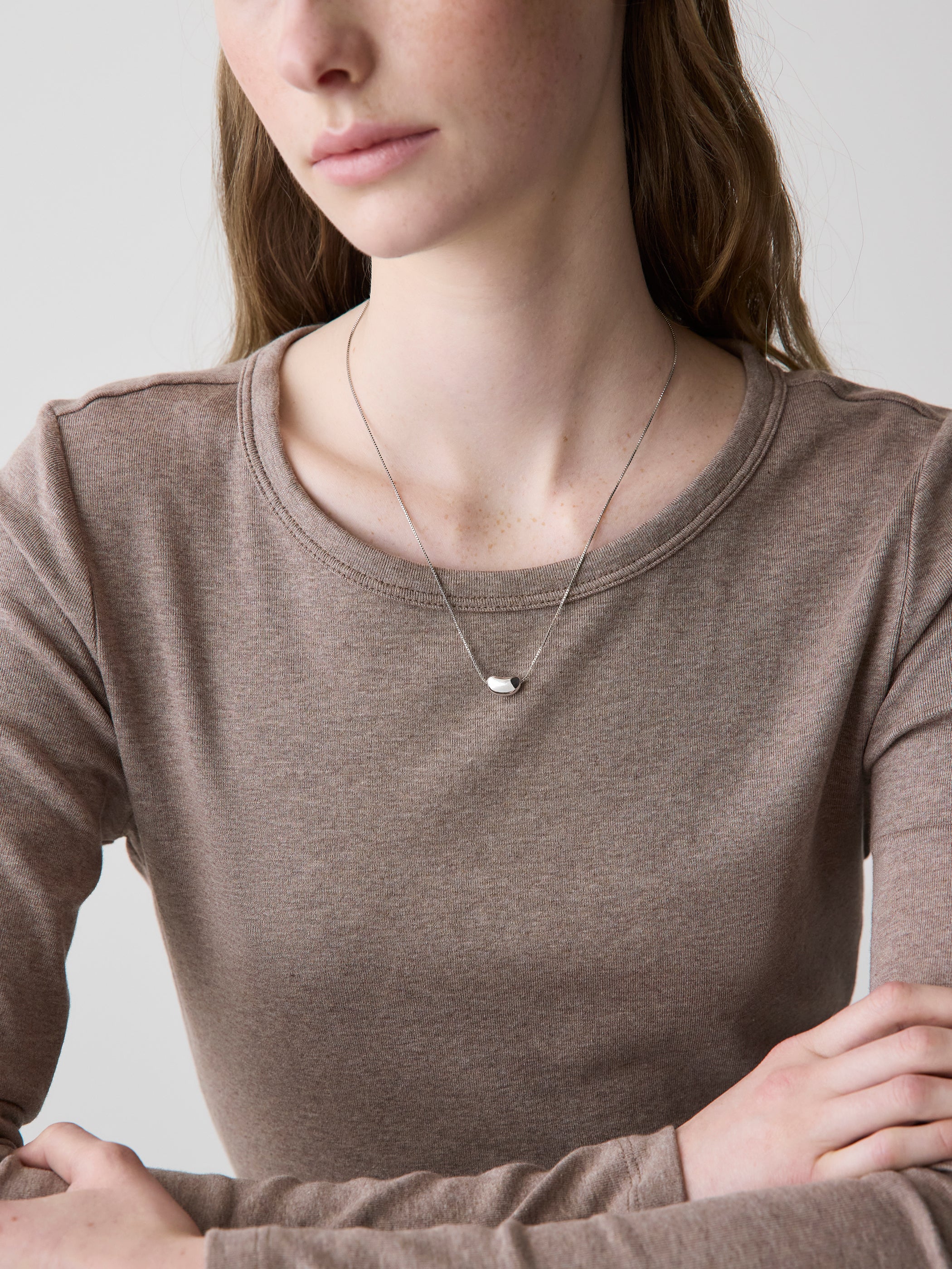 Delicate Chain Necklace with Bean Pendant