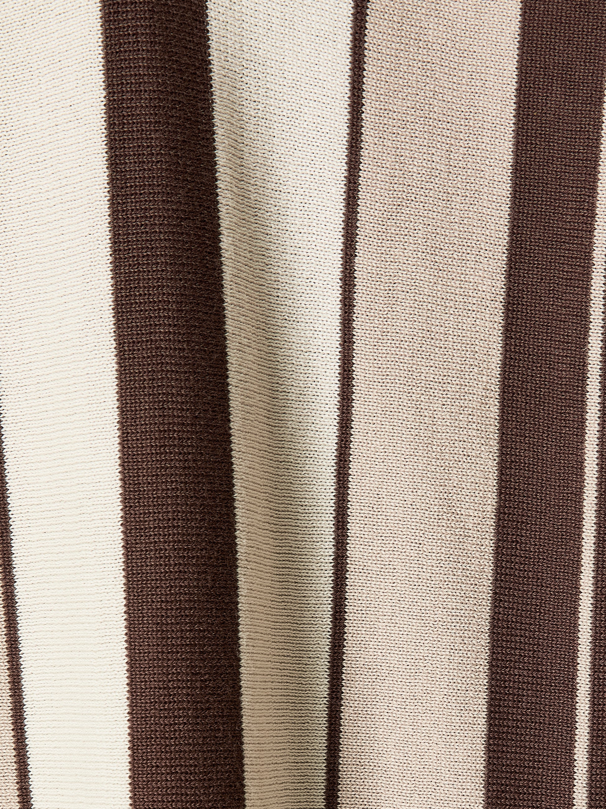 Striped Short-Sleeve Sweater with Johnny Collar