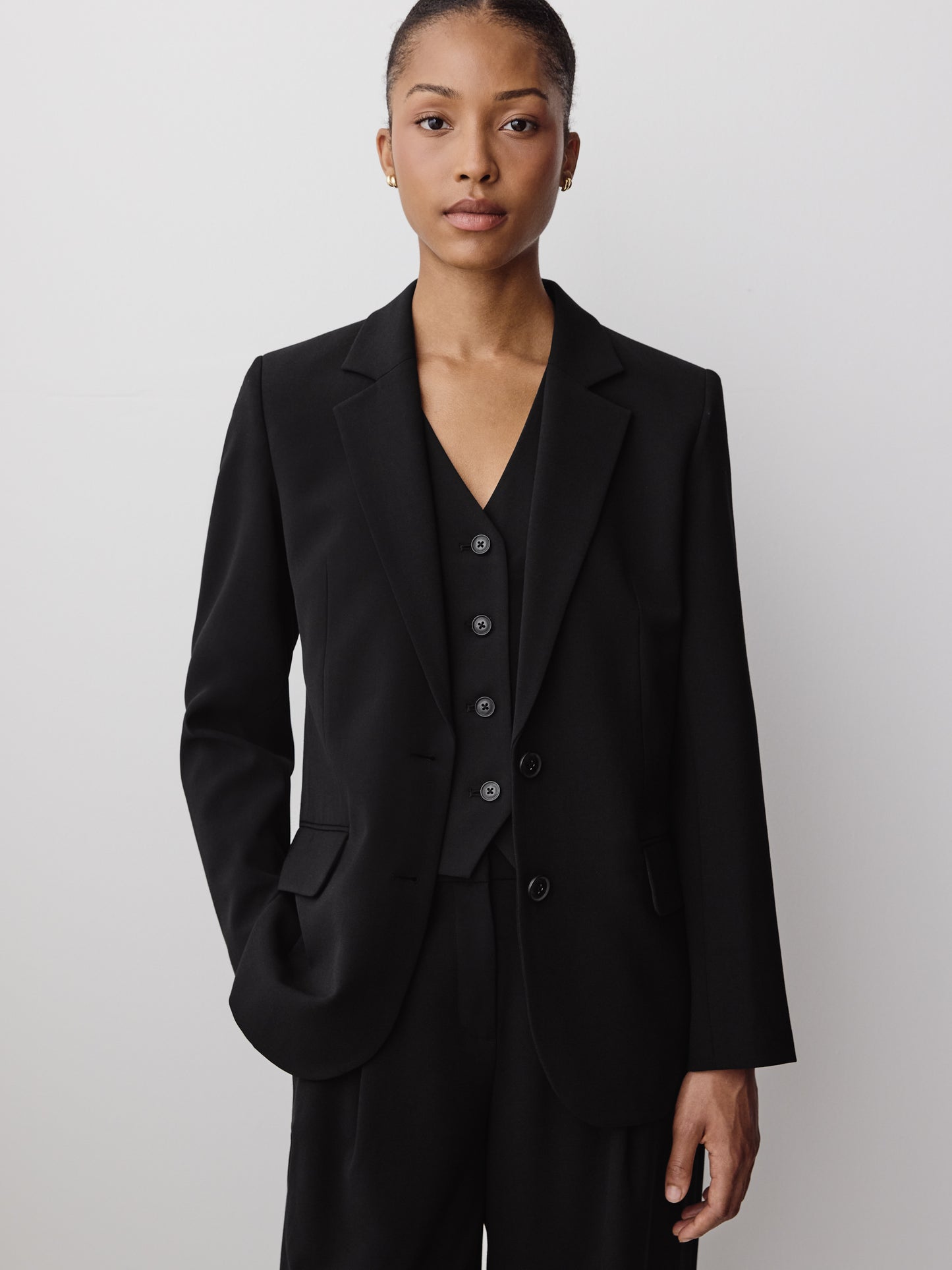 Relaxed-Fit Two-Button Twill Blazer
