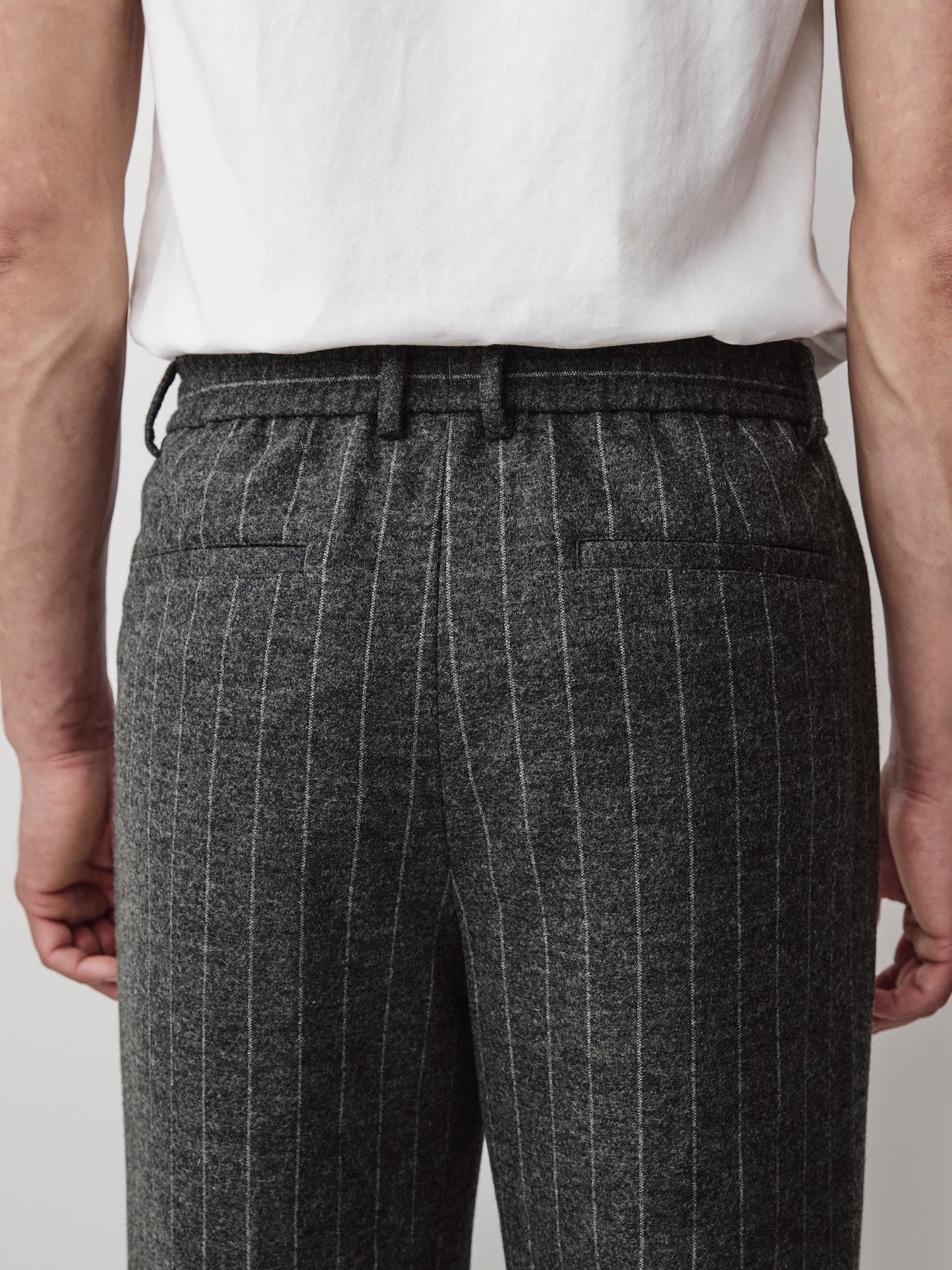Straight Knit Pinstripe Wool Blend Pant