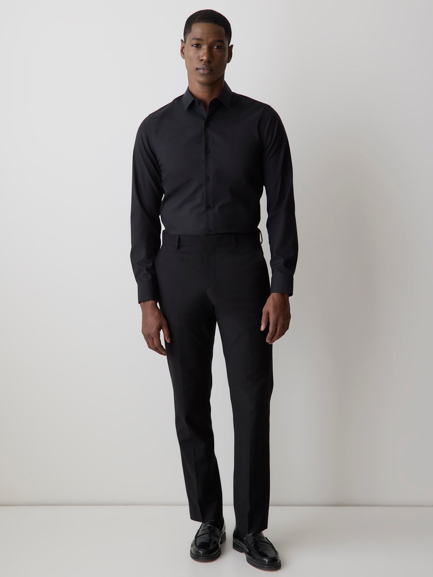 Slim Fit Solid Supima (R) Cotton Twill Dress Shirt