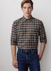 Long Sleeve Charcoal Plaid Cotton Shirt