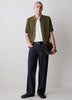 Short-Sleeve Textured Shirt Sweater