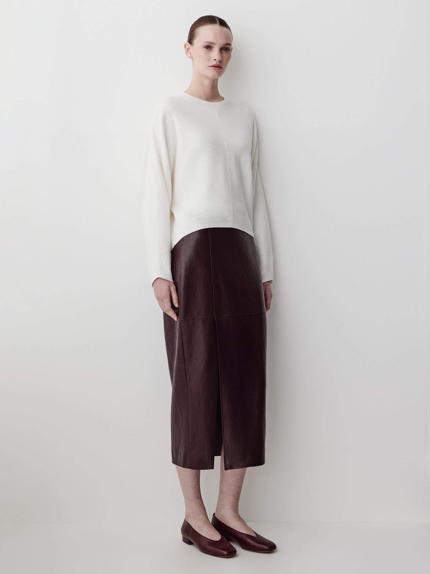 Knit Sweater Dolman Sleeve Cotton Blend