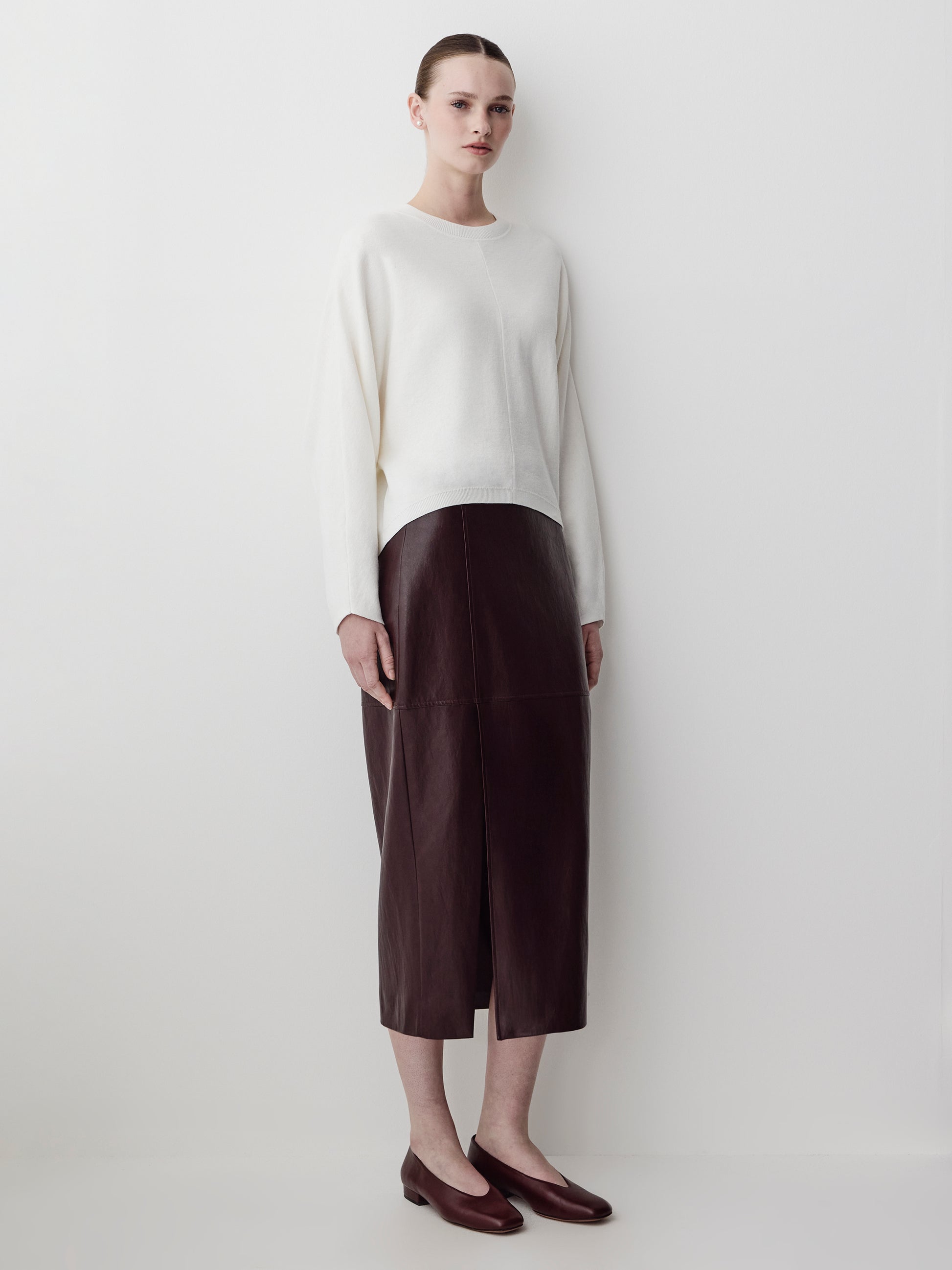 Knit Sweater Dolman Sleeve Cotton Blend