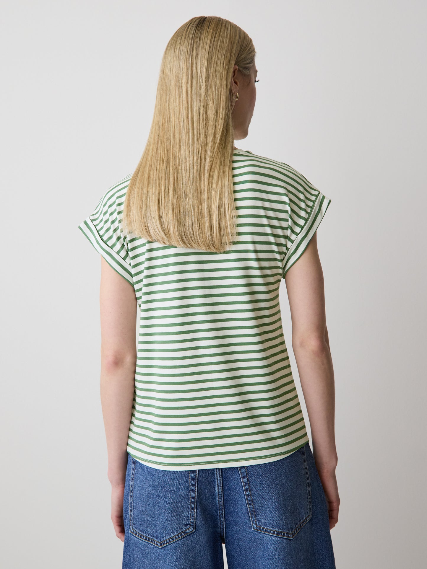 Striped Extended-Sleeve Crew-Neck Tee