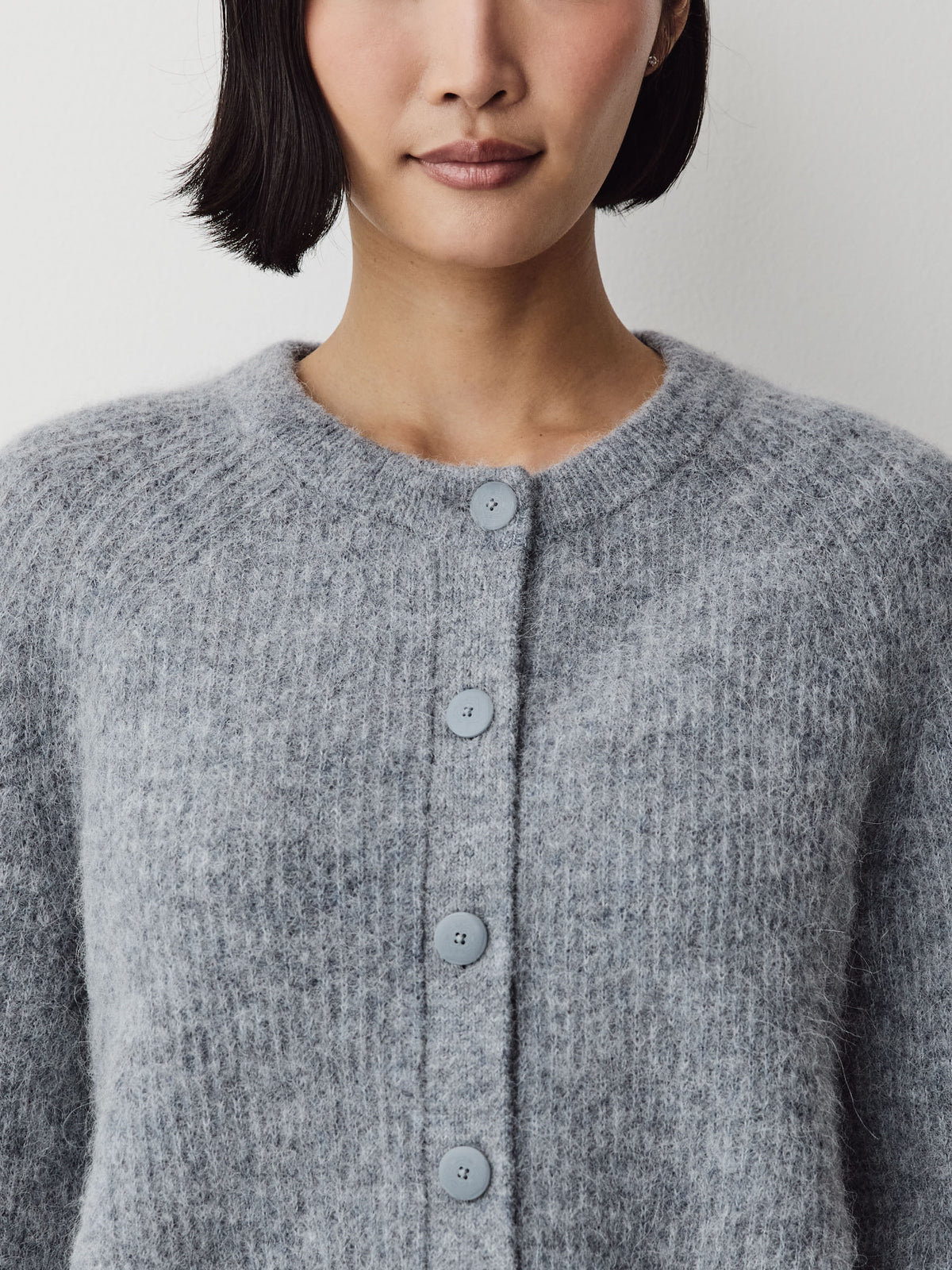 Wool-Blend Long-Sleeve Crew-Neck Cardigan