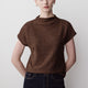 Extended-Sleeve Mock-Neck Textured Top