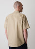 Mens Woven Linen Blend Shirt Regular Fit Short Sleeve