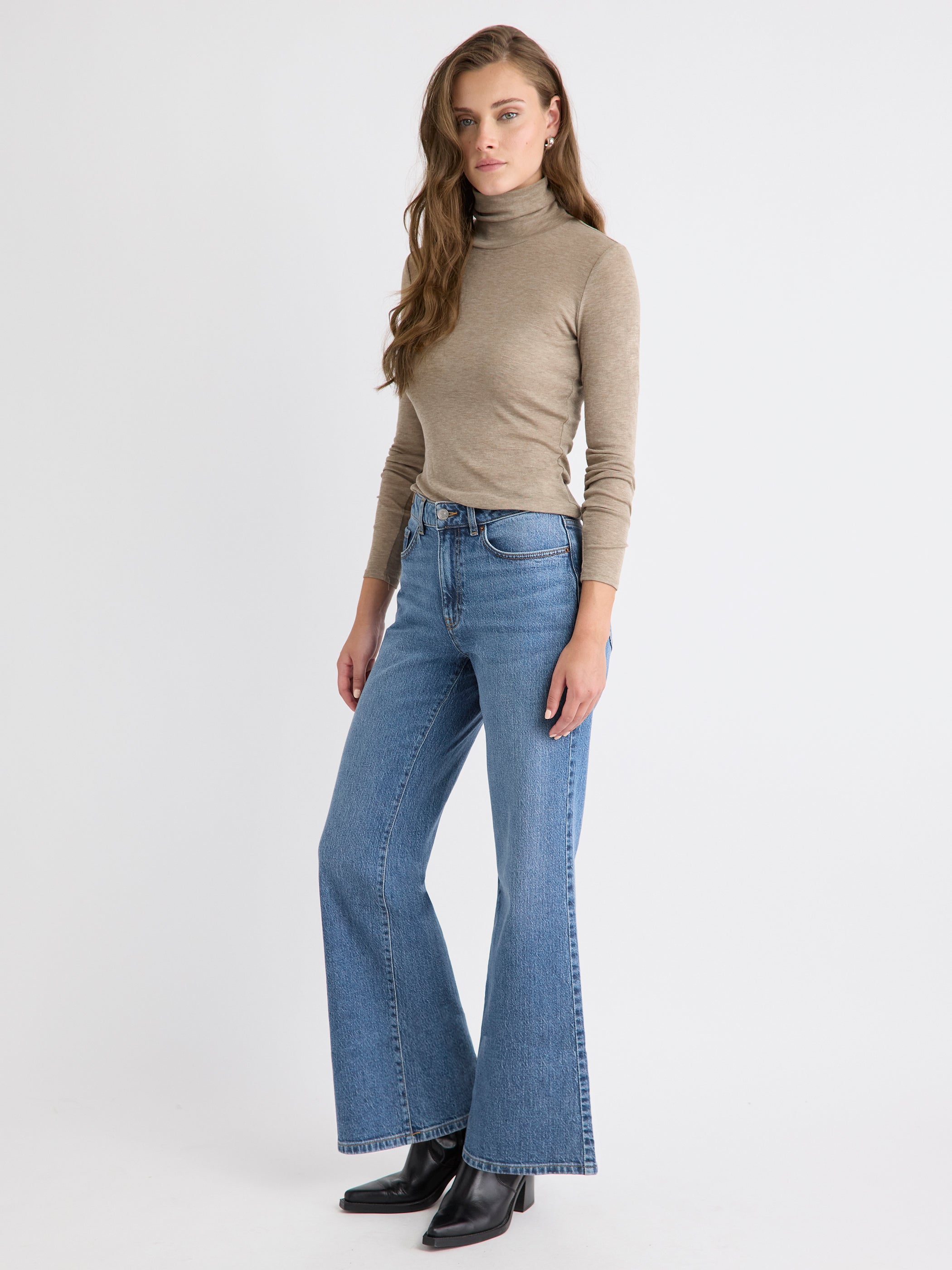 Wool-Blend High-Neck Long-Sleeve Top