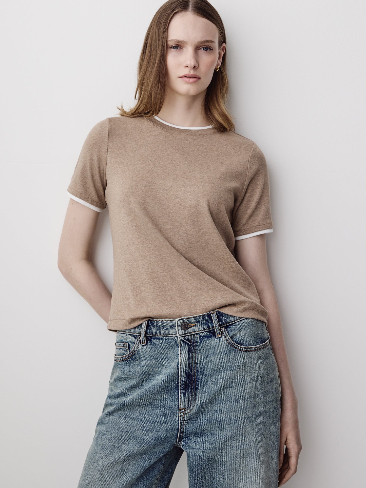 Short-Sleeve Crew-Neck Ribbed Basic Tee