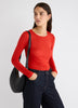 Wool-Blend Scoop-Neck Long-Sleeve Top