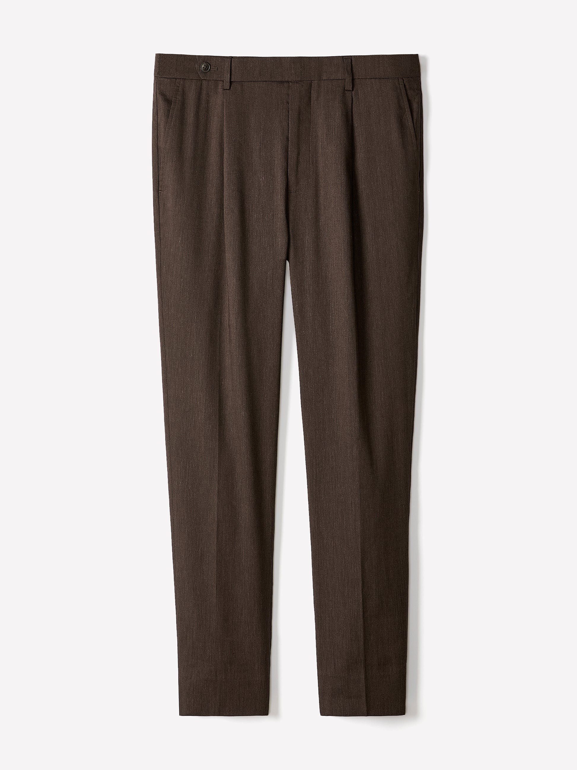 Linen-Blend Tapered-Leg Pleated Pant