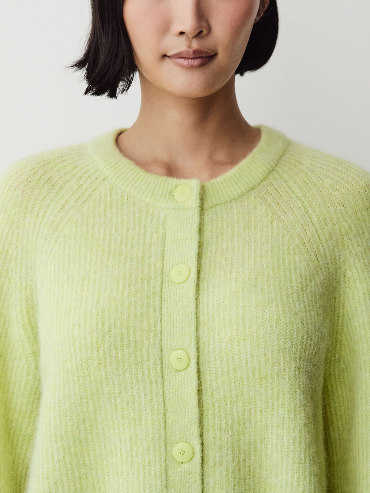 Wool-Blend Long-Sleeve Crew-Neck Cardigan