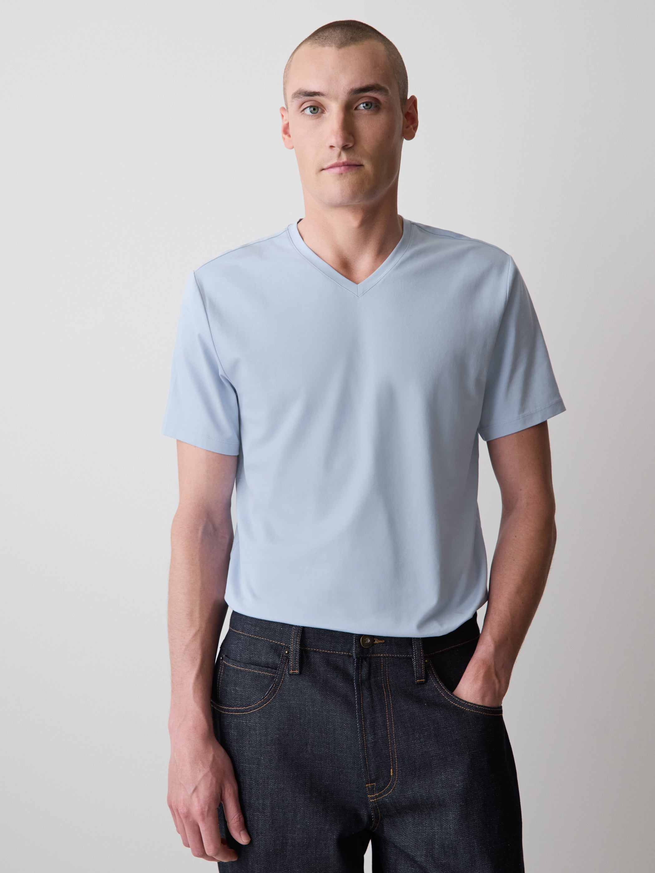 Men's V-Neck Knit T-Shirt Supima Cotton