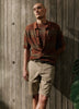 Knit Sweater Cardigan Linen Blend with Stripes