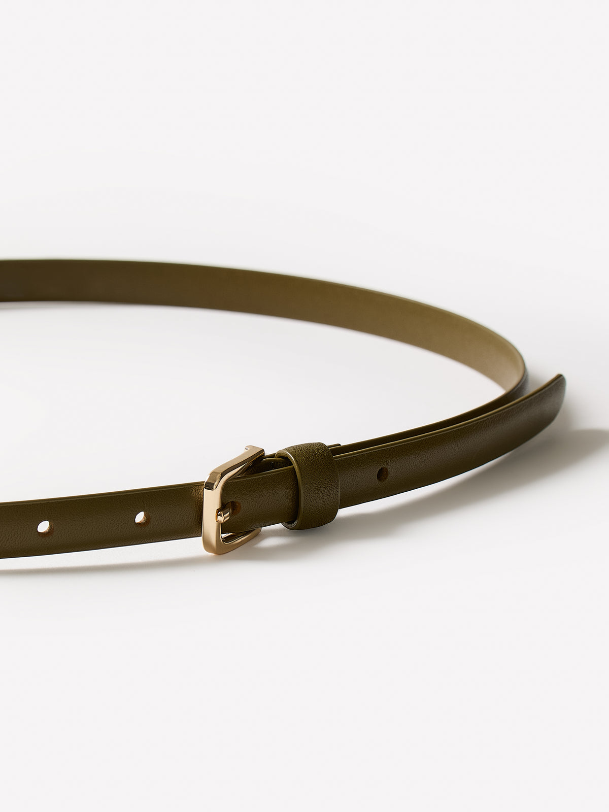 Slim Leather Belt with Square Buckle
