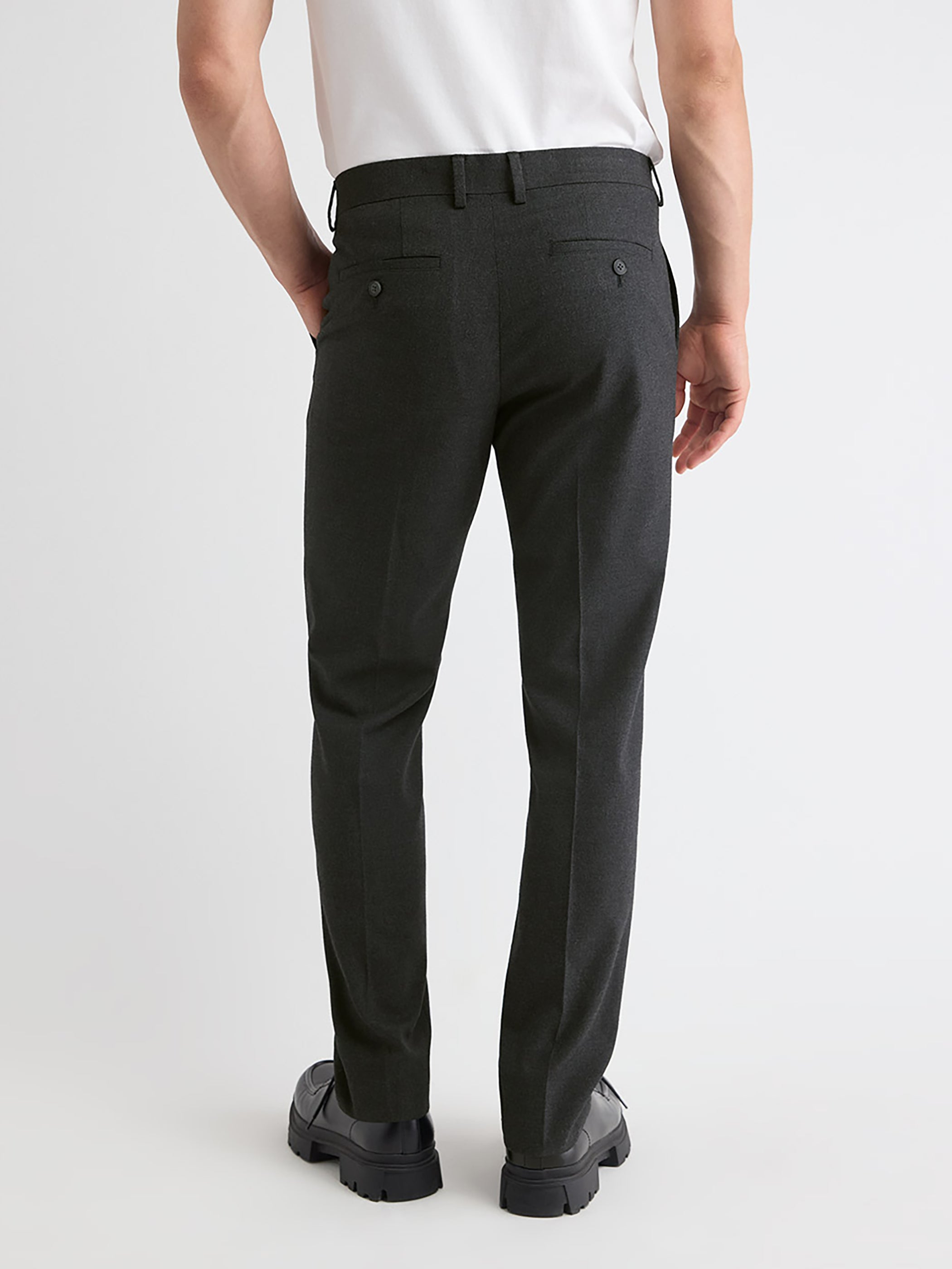 Pantalon à Jambe Ajustée en Tissu Brossé