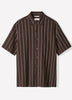 Mens Woven Regular Fit Linen Blend Stripe Shirt