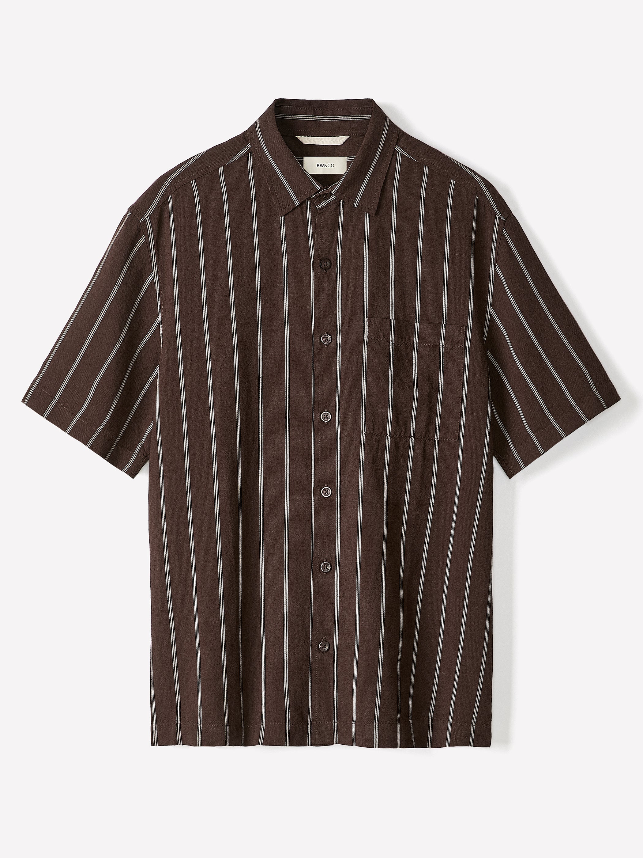 Mens Woven Regular Fit Linen Blend Stripe Shirt