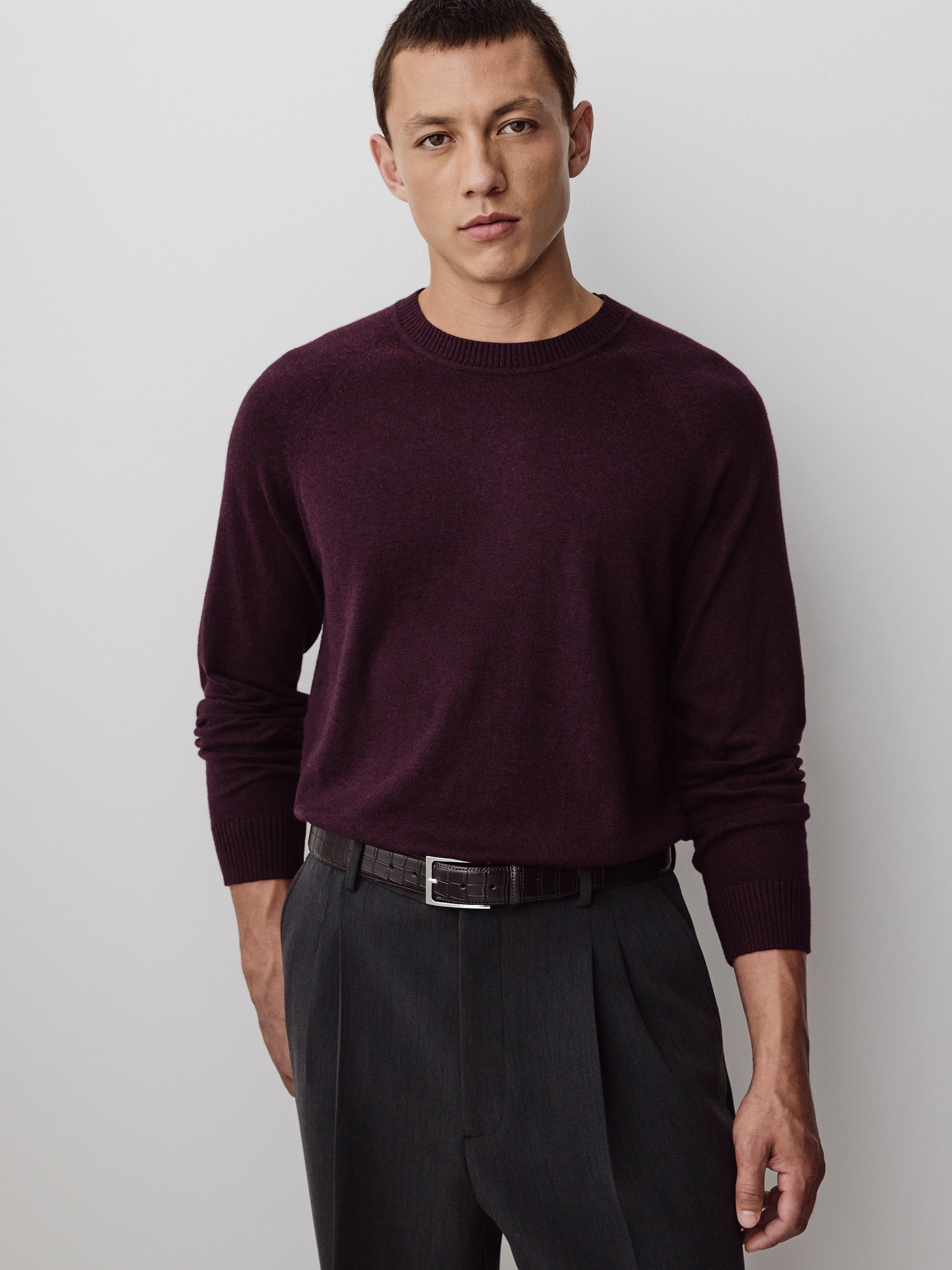 Men's Knit Crewneck Sweater Cotton Blend
