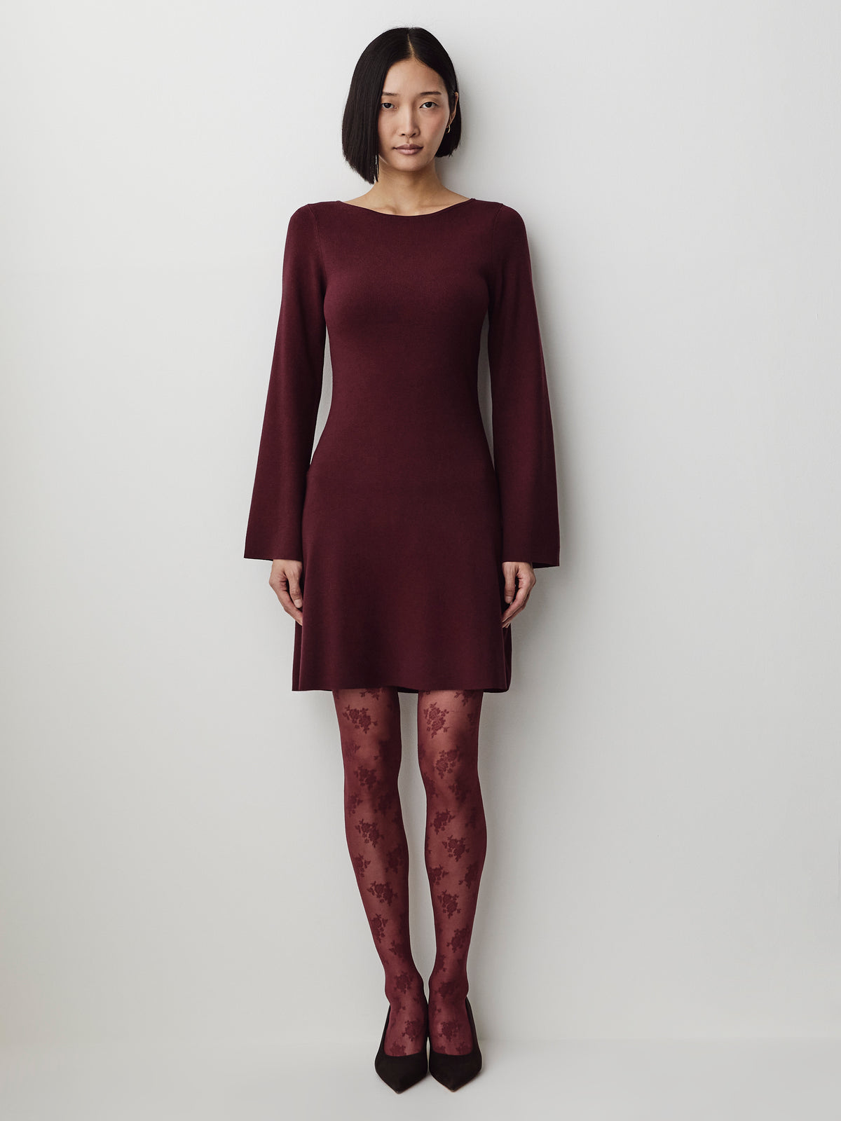 Sheer Floral Tights with Stretch Nylon Blend